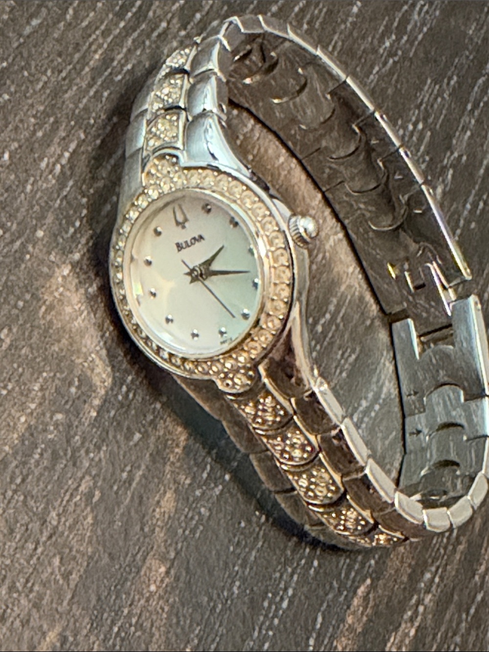 Bulova Silver-Tone Crystal Bracelet Watch